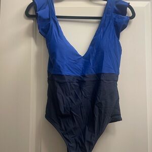 Blue and Navy Ruffle Swimsuit